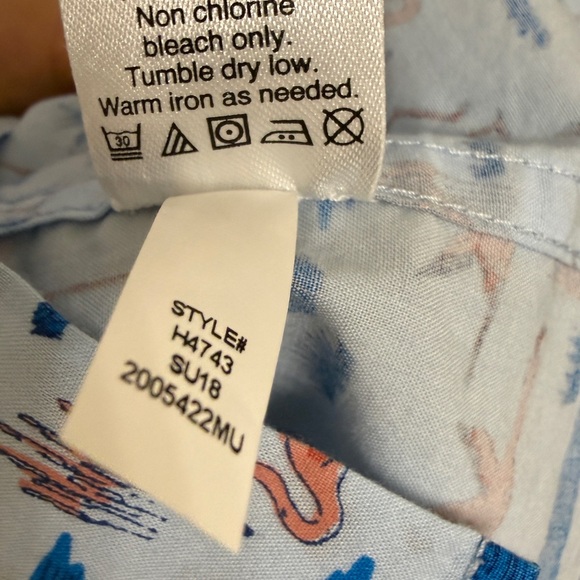 NWT J.Crew Men’s Short sleeve Button Down Shirt L Blue Flamingo Print NWT Cotton - Picture 5 of 9